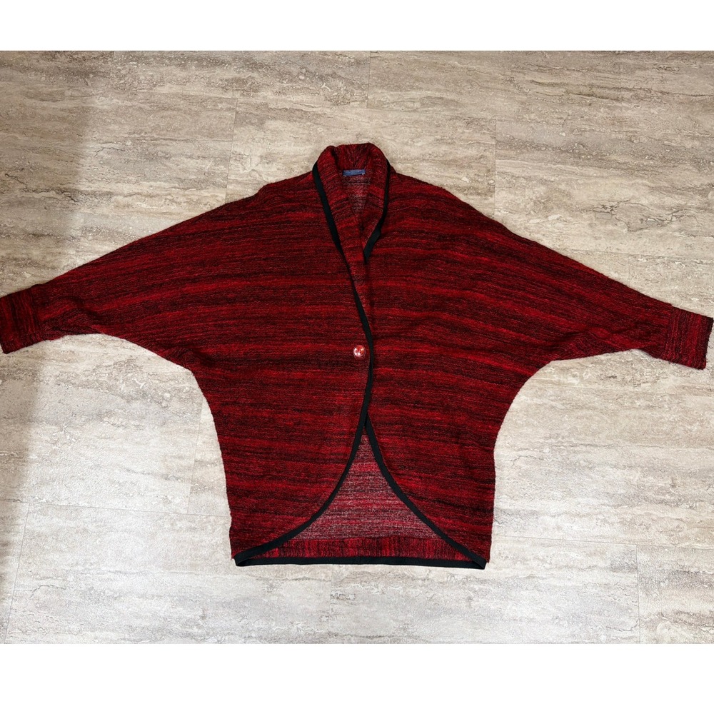 Givenchy Paris Vintage Red Black Knit Batwing Shawl Cardigan Sweater Oversized
